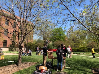 Wide image of Oldfather Greenspace while event was taking place